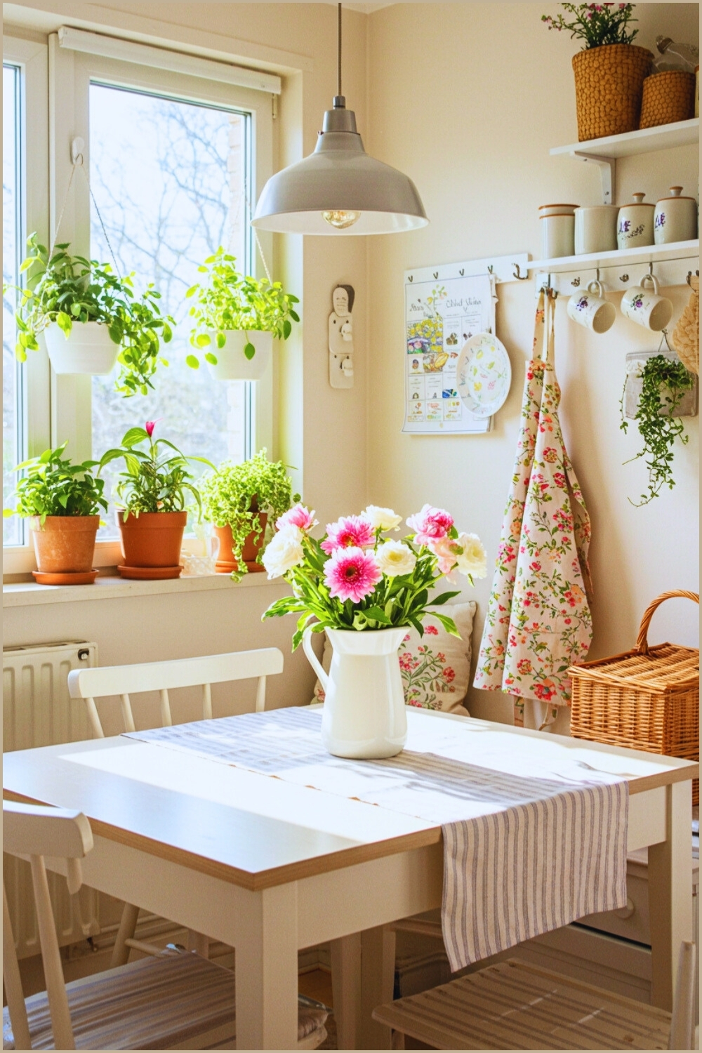 Cozy Sunlit Kitchen Corner Potted Plants