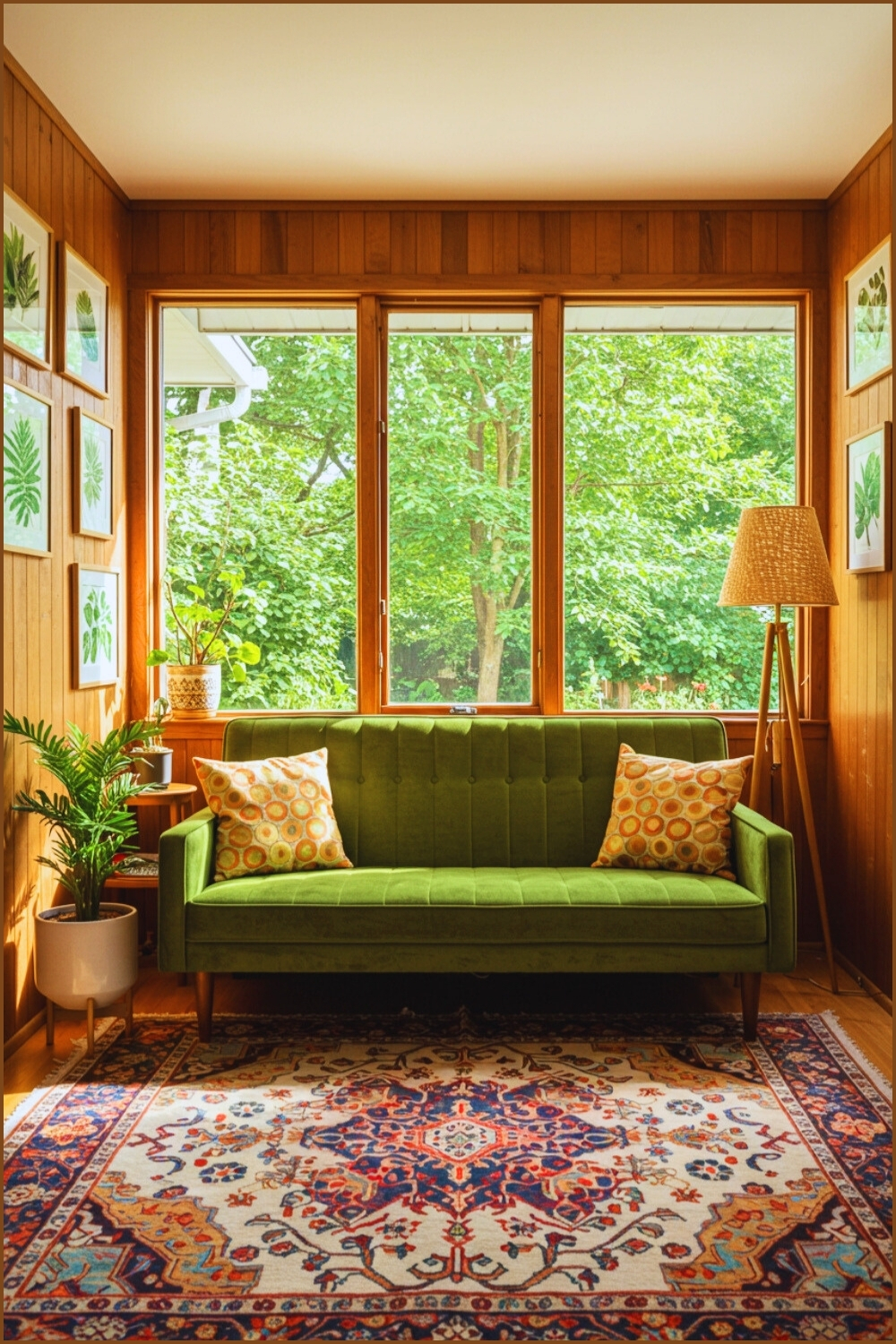 Cozy Sunlit Living Room Windows And Greenery View