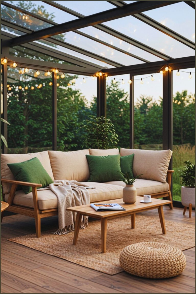 Cozy Sunroom Glass Windows And Evening Glow