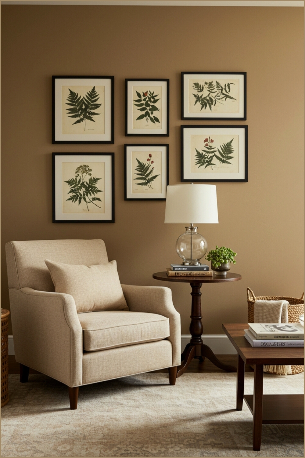 Cozy Traditional Living Room Beige Armchair
