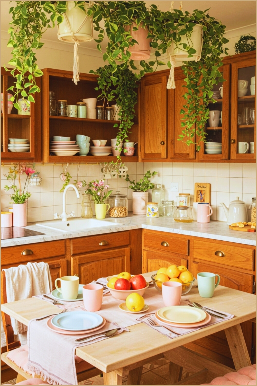 Cozy Vintage Kitchen Wooden Cabinets