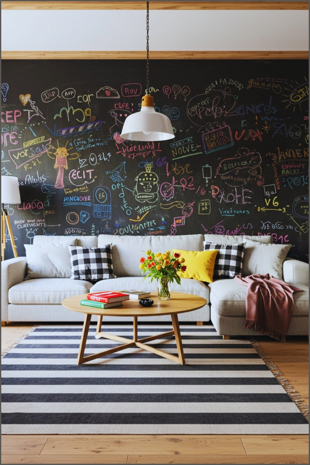 Creative Modern Living Room Chalkboard Wall