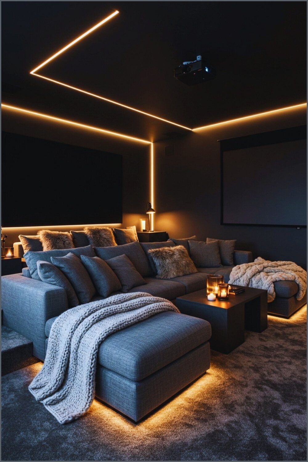 Dark Home Theater Large Sectional Sofa