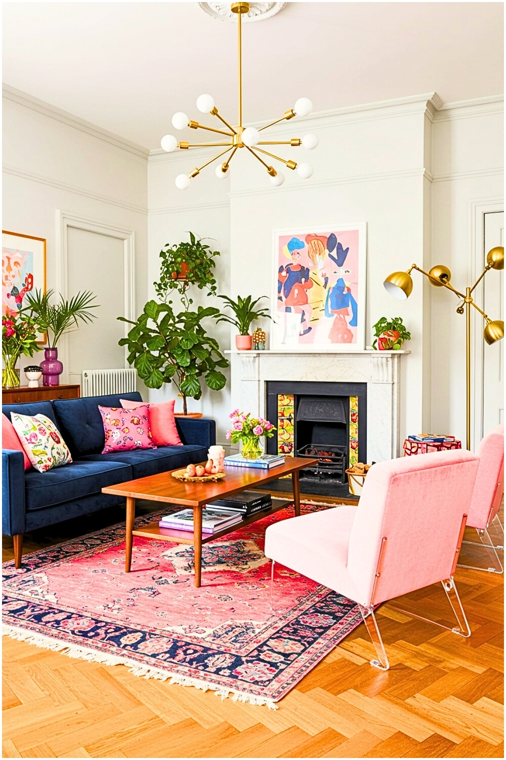 Eclectic Living Room With Bold Colors And Designs