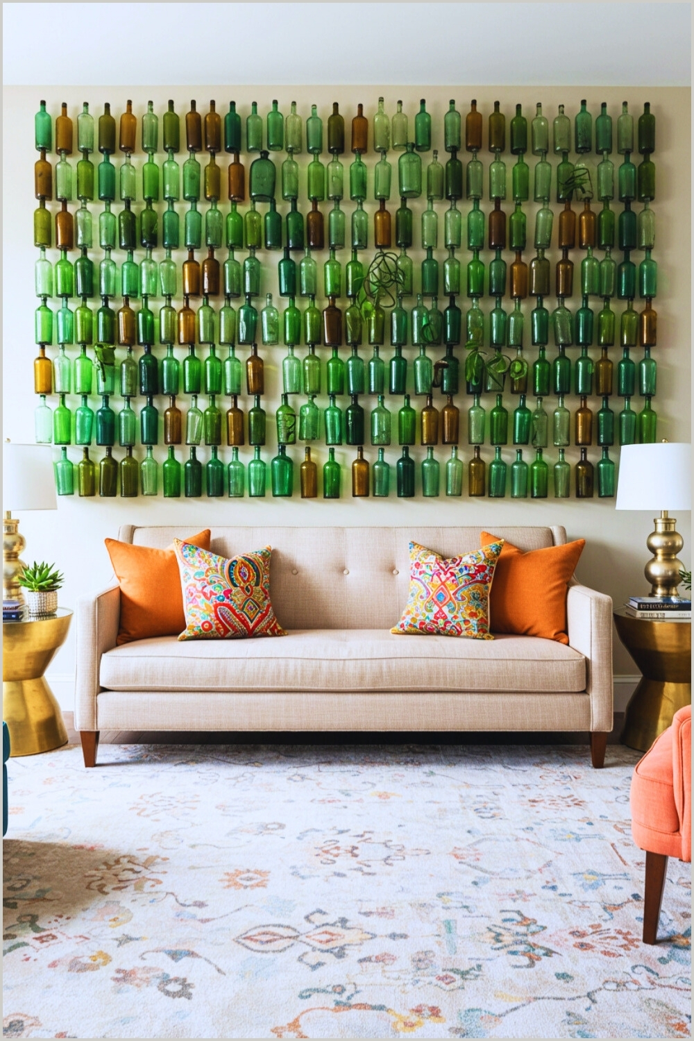 Eclectic Modern Living Room Bottle Wall Art