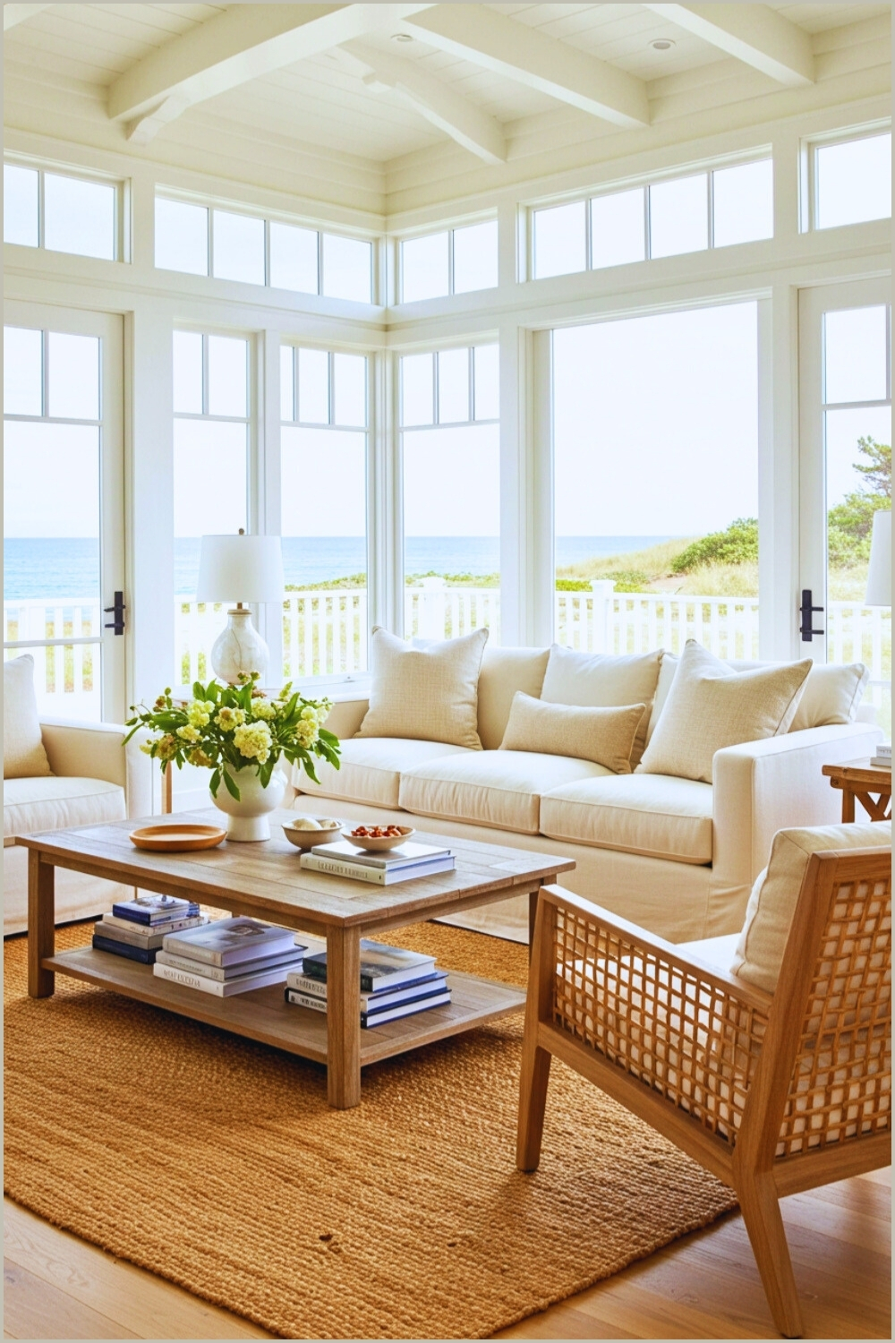 Elegant Beach House Living Room Ocean View