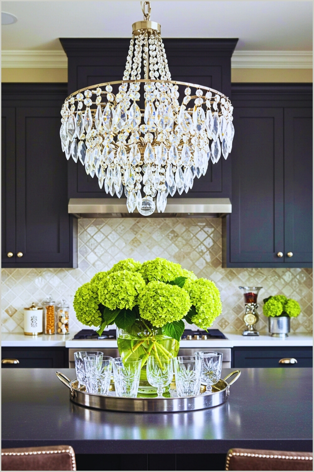 Elegant Kitchen Stunning Chandelier