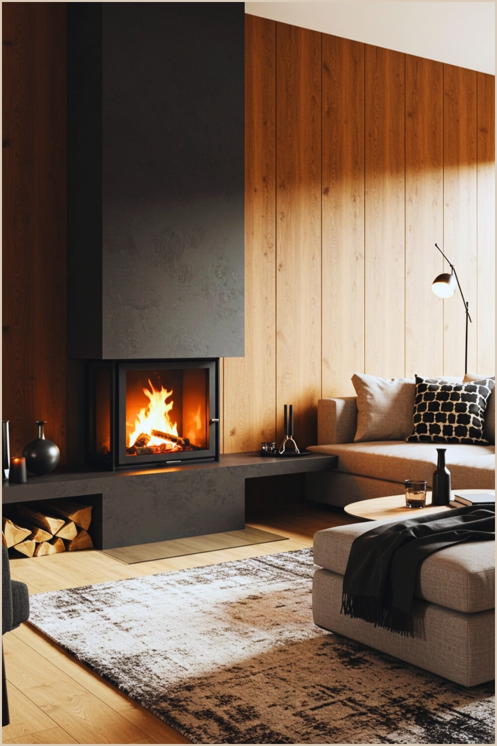 Elegant Living Room A Modern Seamless Fireplace
