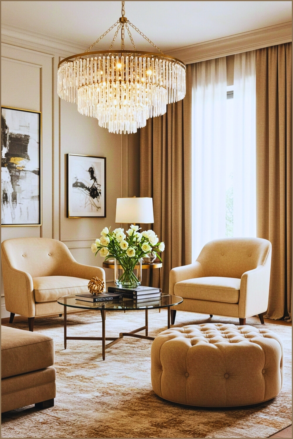 Elegant Living Room Crystal Chandelier