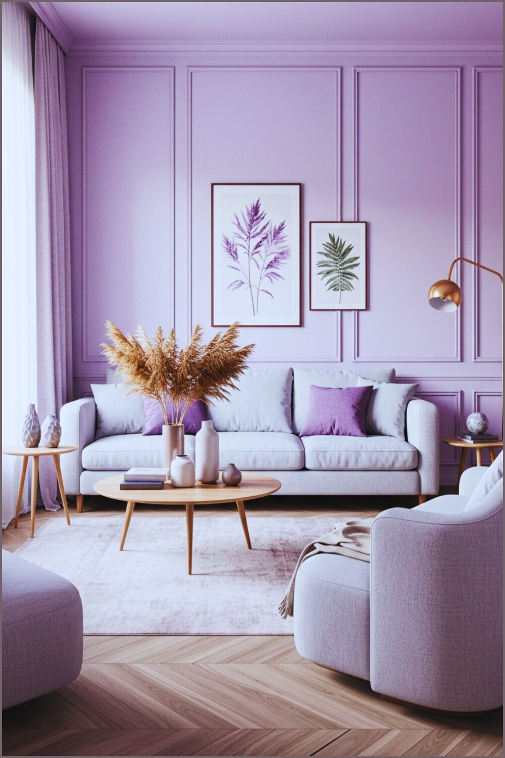Elegant Pastel Living Room Lavender And Gray