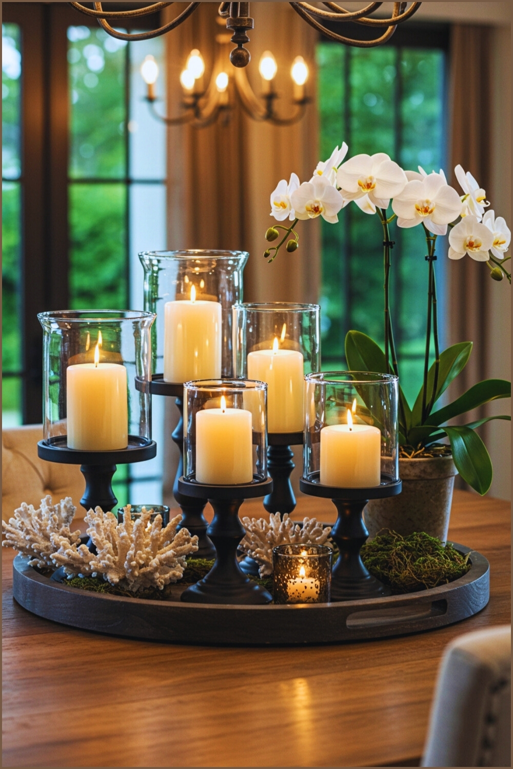 Elegant Round Dining Table Centerpiece Dark