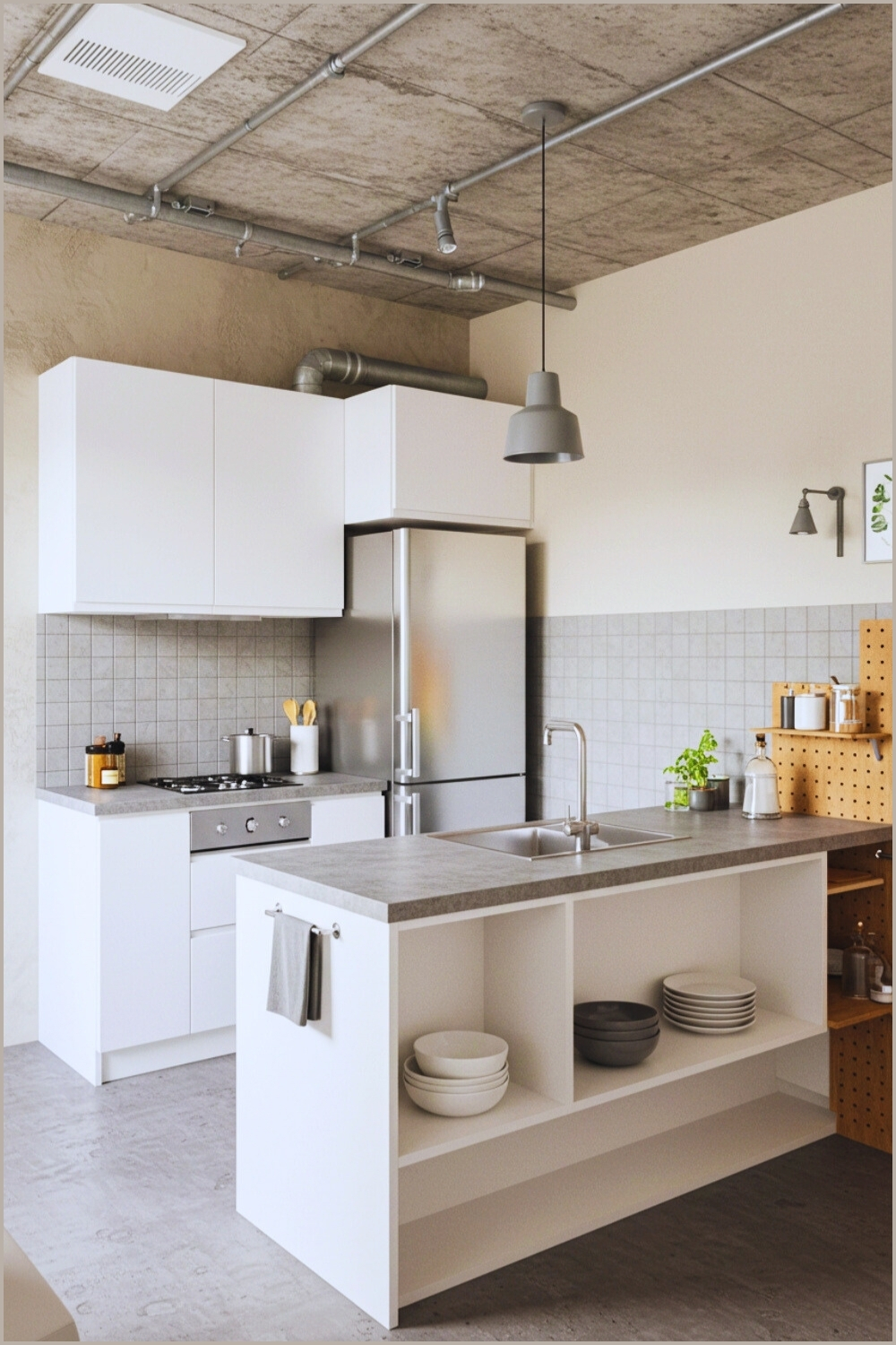 Exposed Ceiling Conduits Cable Trays In Kitchen