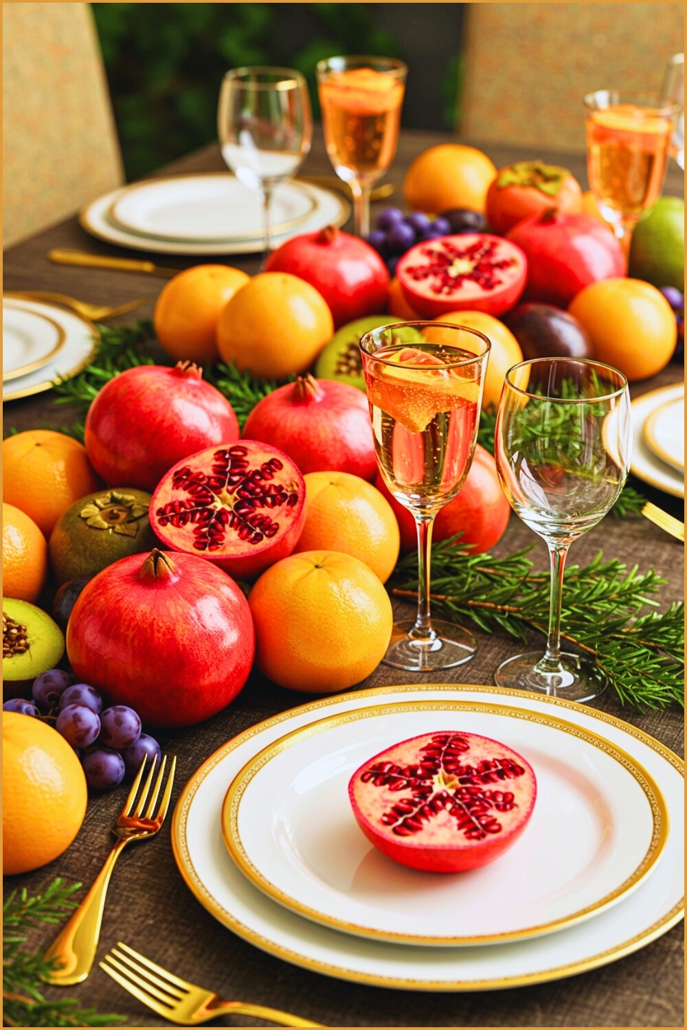 Festive Dining Table Colorful Fresh Fruits