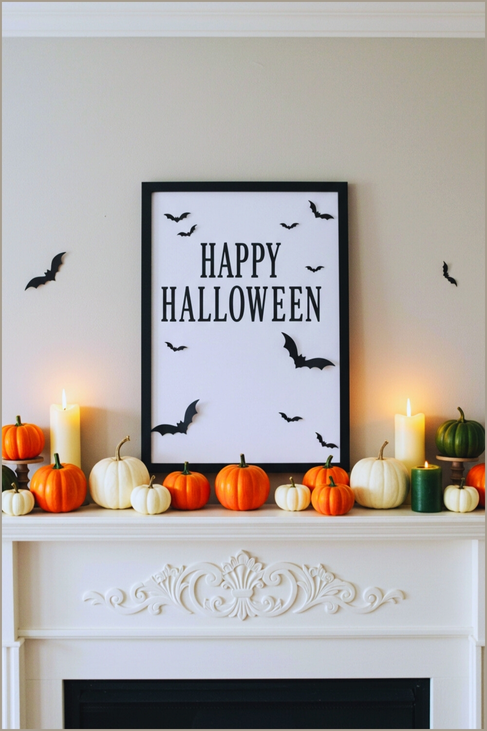Festive Halloween Mantel Small Pumpkins