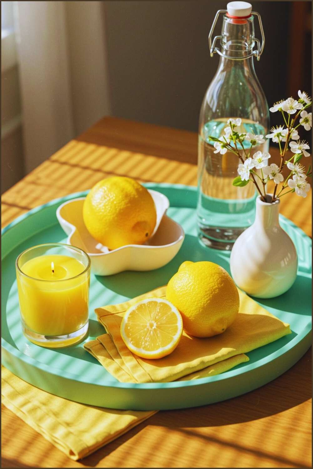 Fresh Citrus Still Life Mint Green