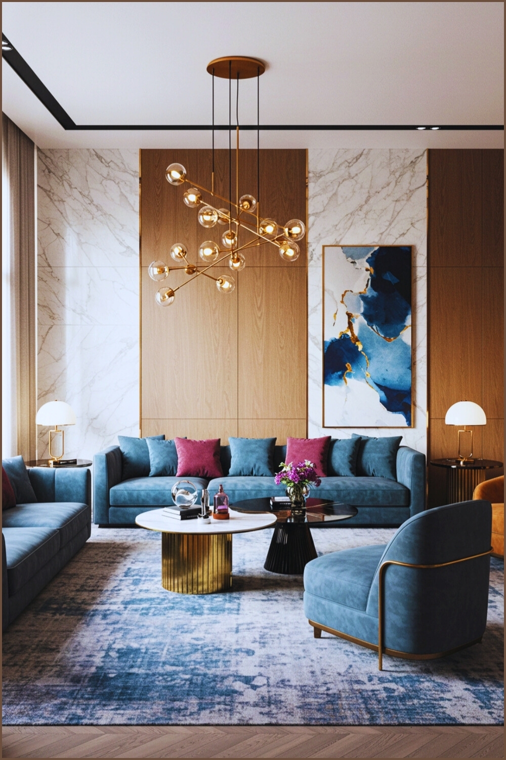 Grand Modern Living Room Tall Ceilings