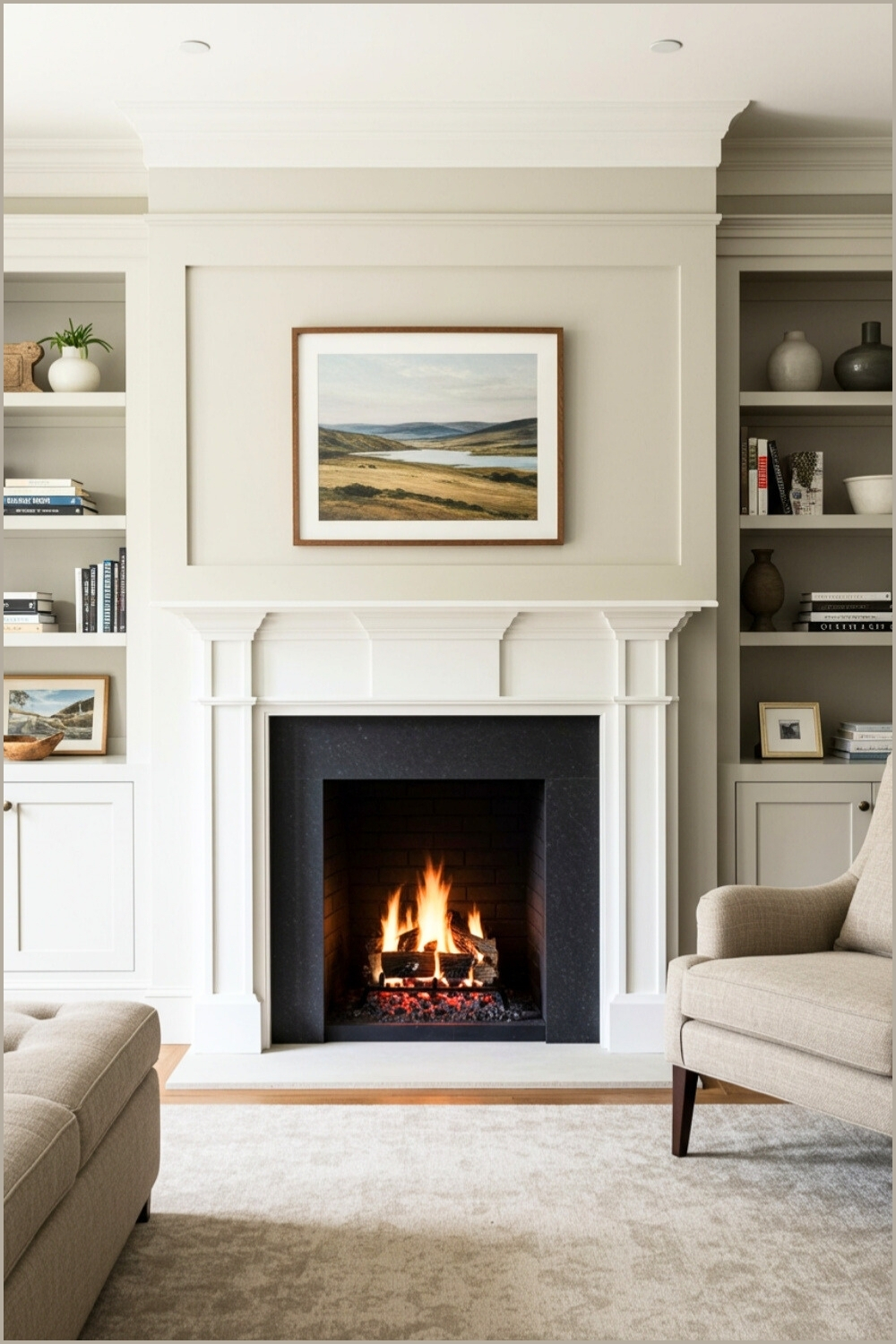 Inviting Living Room A Classic White Mantel