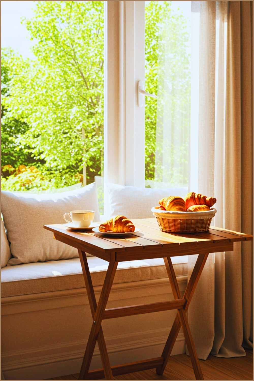 Inviting Nook Small Wooden Table By Window
