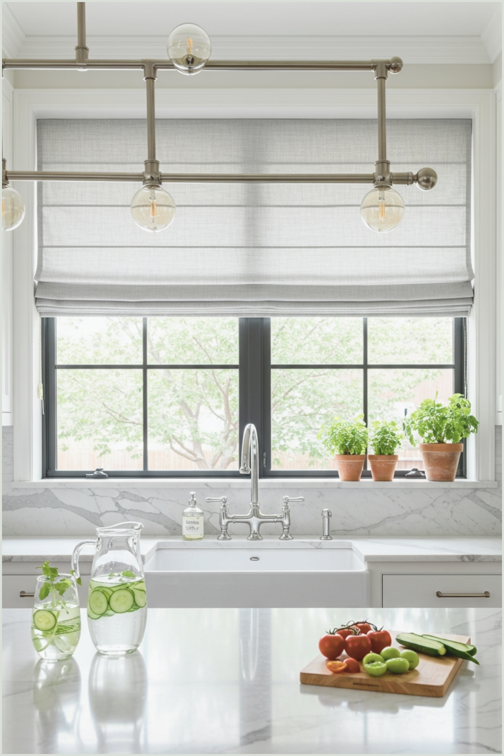 Kitchen With Black-framed Window