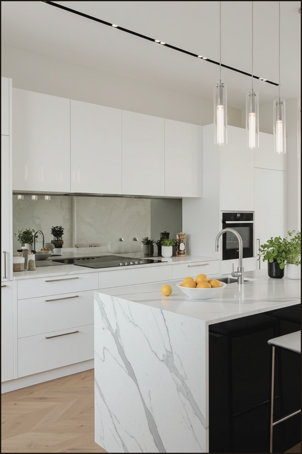 Kitchen With High-gloss White Cabinets