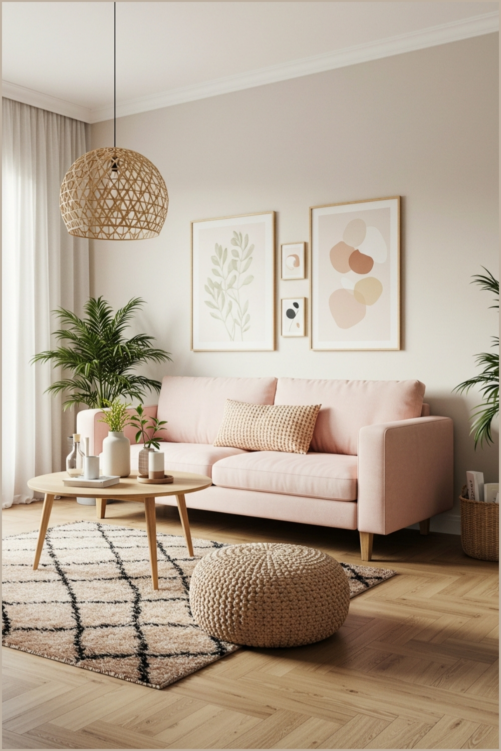 Light-filled Living Room Pastels Natural Textures