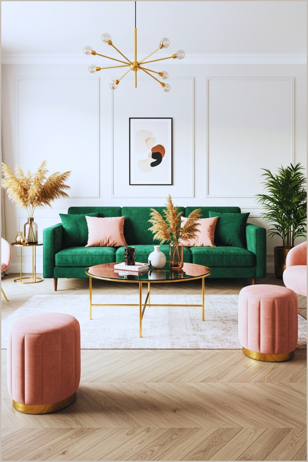 Living Room Deep Emerald Green Velvet Sofa