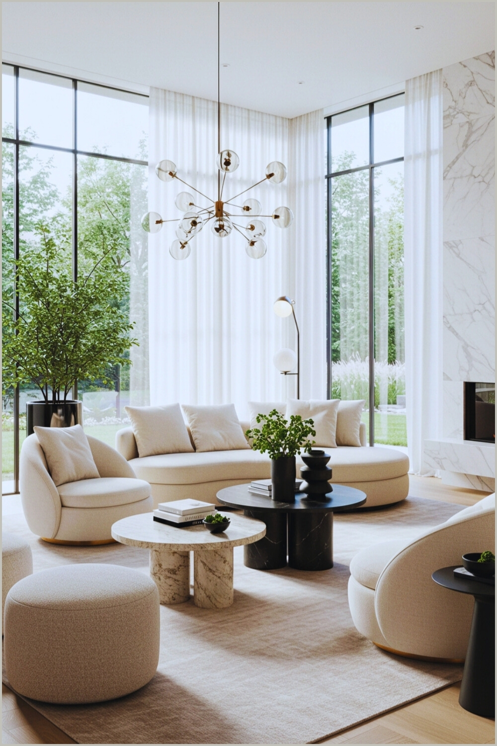Luxurious Modern Living Room Floor To Ceiling Windows