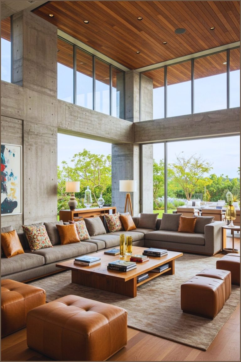 Luxurious Modern Living Room High Ceilings