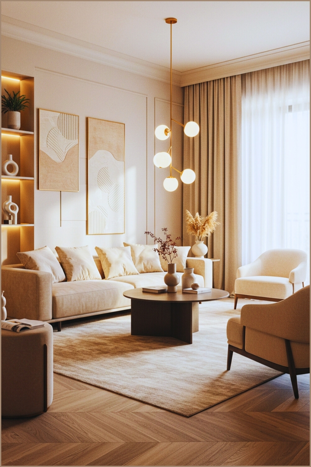 Luxurious Modern Living Room In Beige Cream