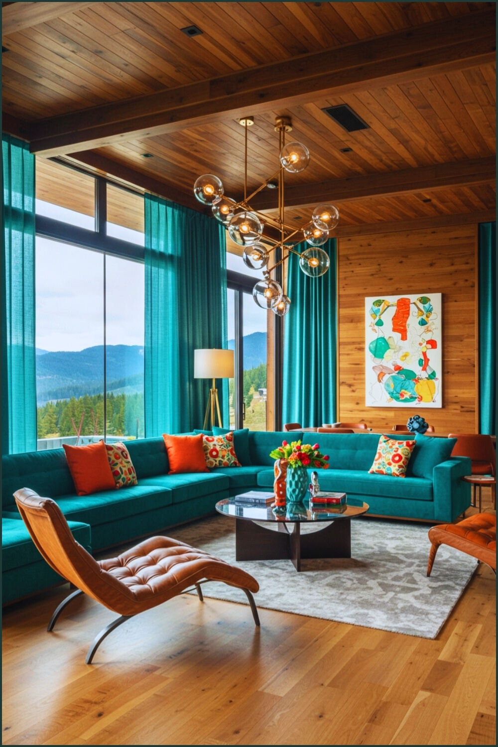 Luxurious Modern Living Room In Teal Orange