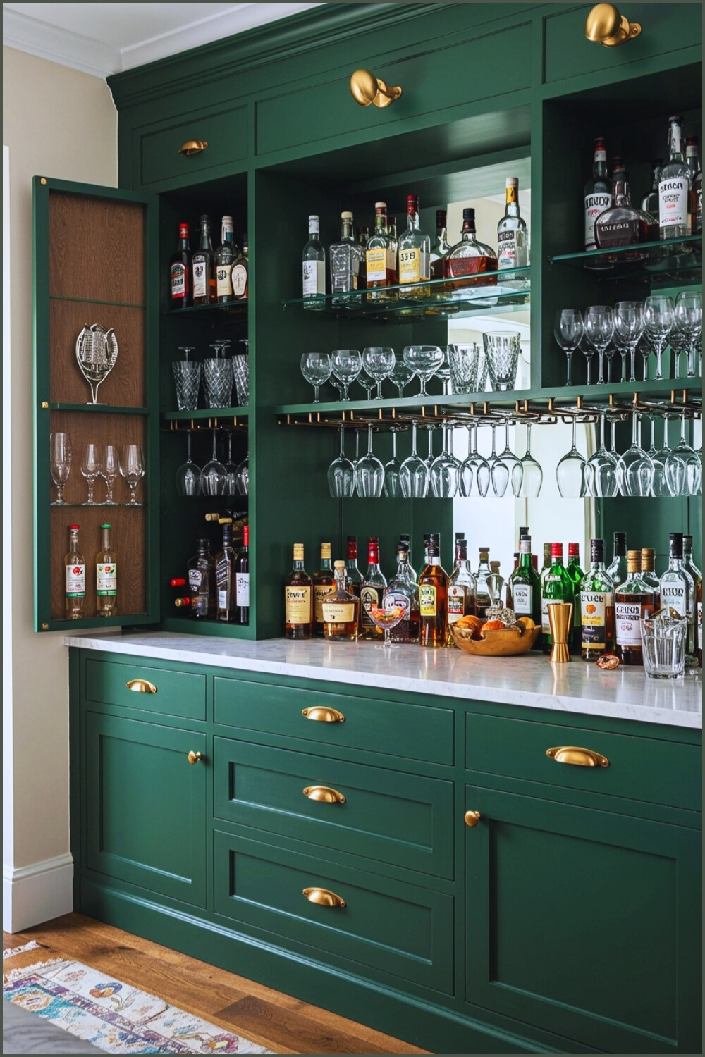 Luxury Bar Cabinet Green Cabinets And Marble Top
