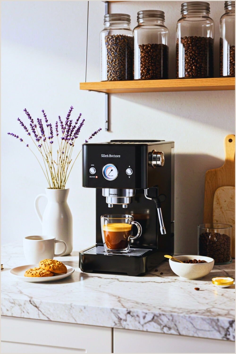 Minimalist Coffee Station Black Espresso Machine