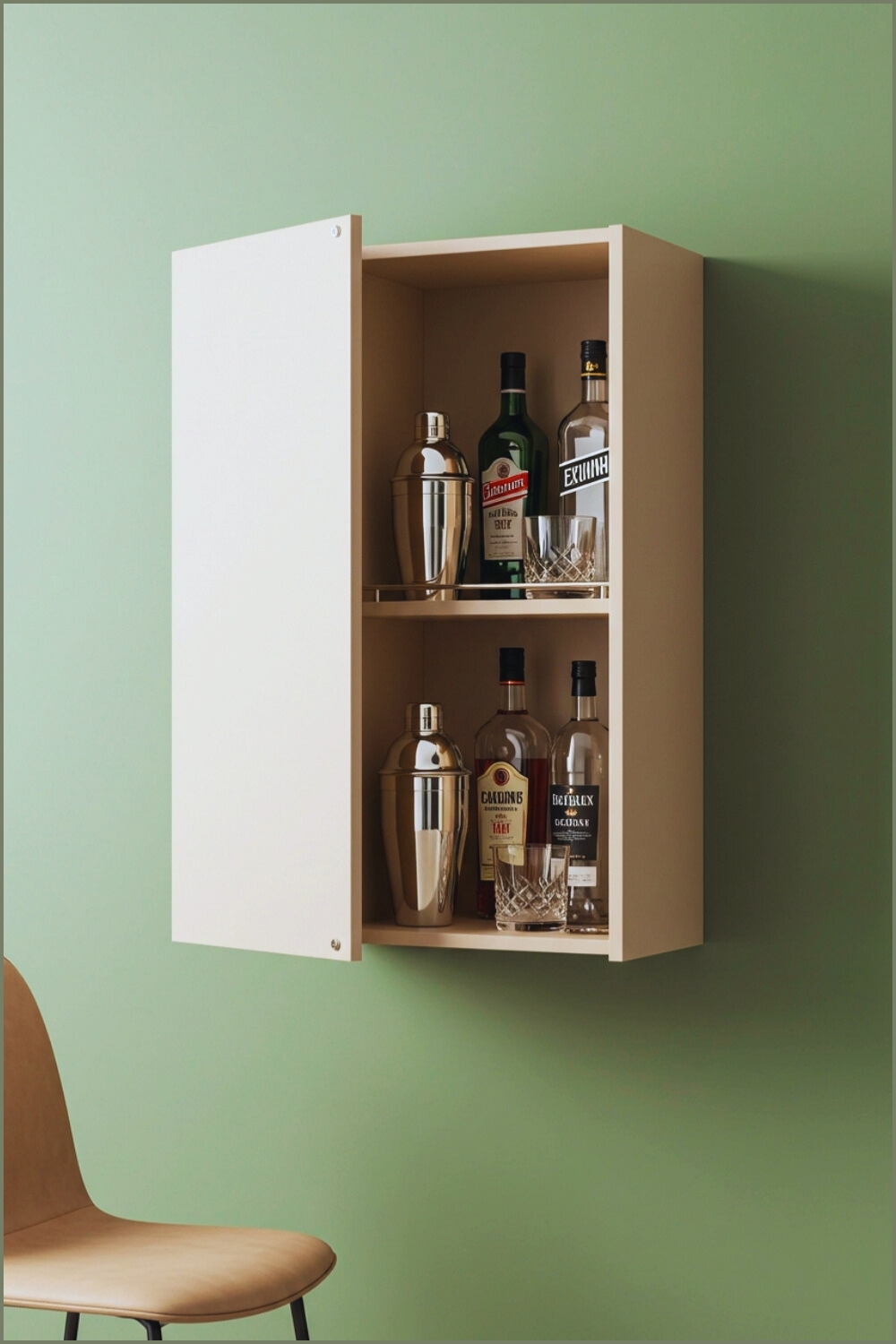 Minimalist Fold-out Wall Bar Sleek Panel Door