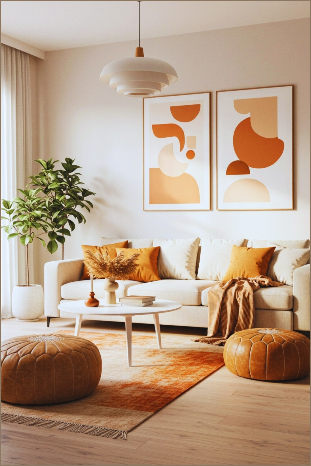 Minimalist Living Room Light Beige Sectional Sofa