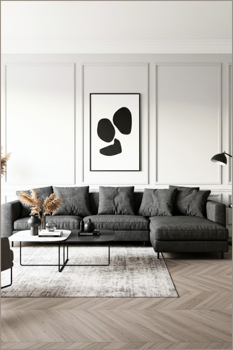 Minimalist Modern Living Room Dark Gray Monochrome
