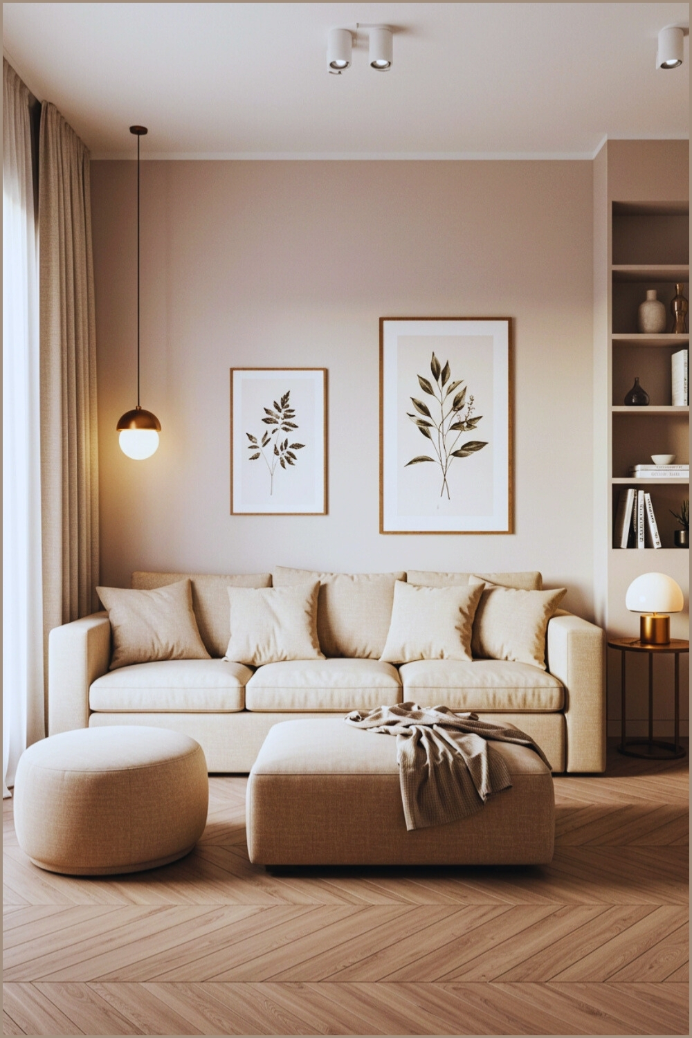 Minimalist Modern Living Room Neutral Beige Sofa