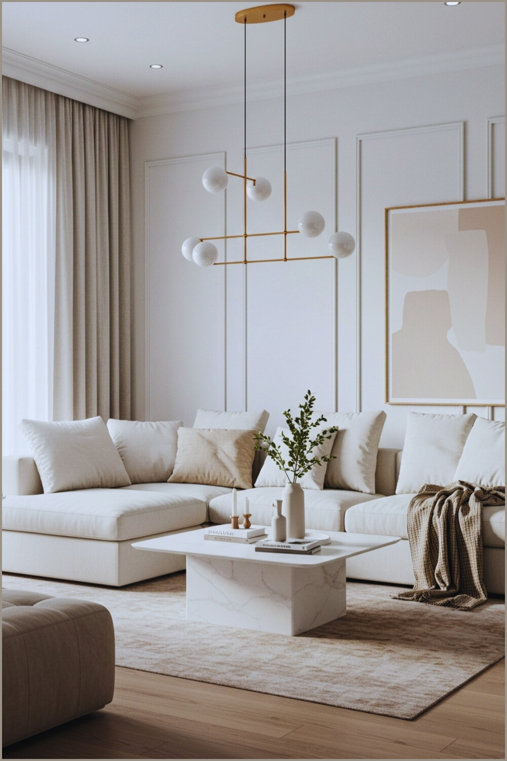 Minimalist Modern Living Room White Sectional Sofa