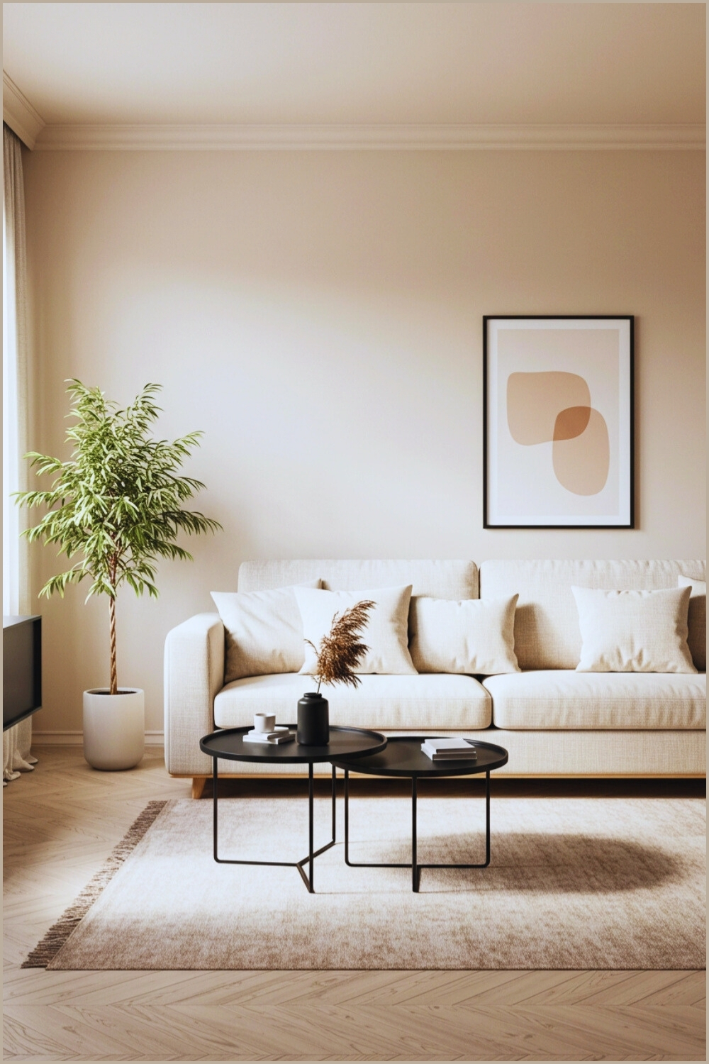 Minimalist Scandinavian Living Room Light Beige Walls