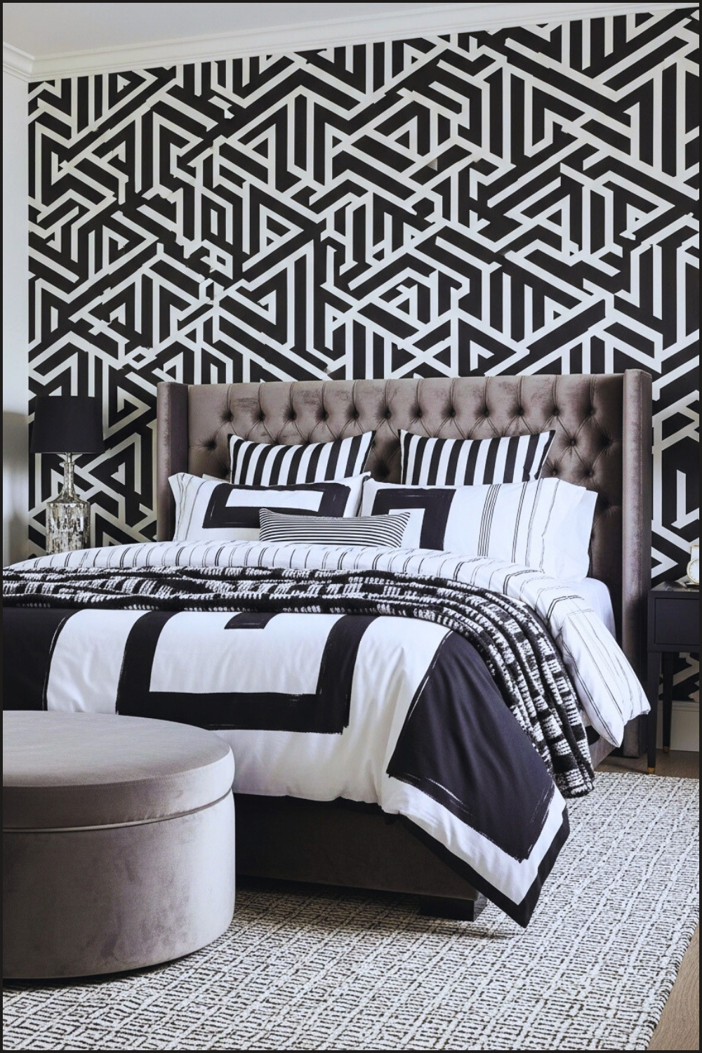 Modern Bedroom Shines With Bold Black And White Patterns