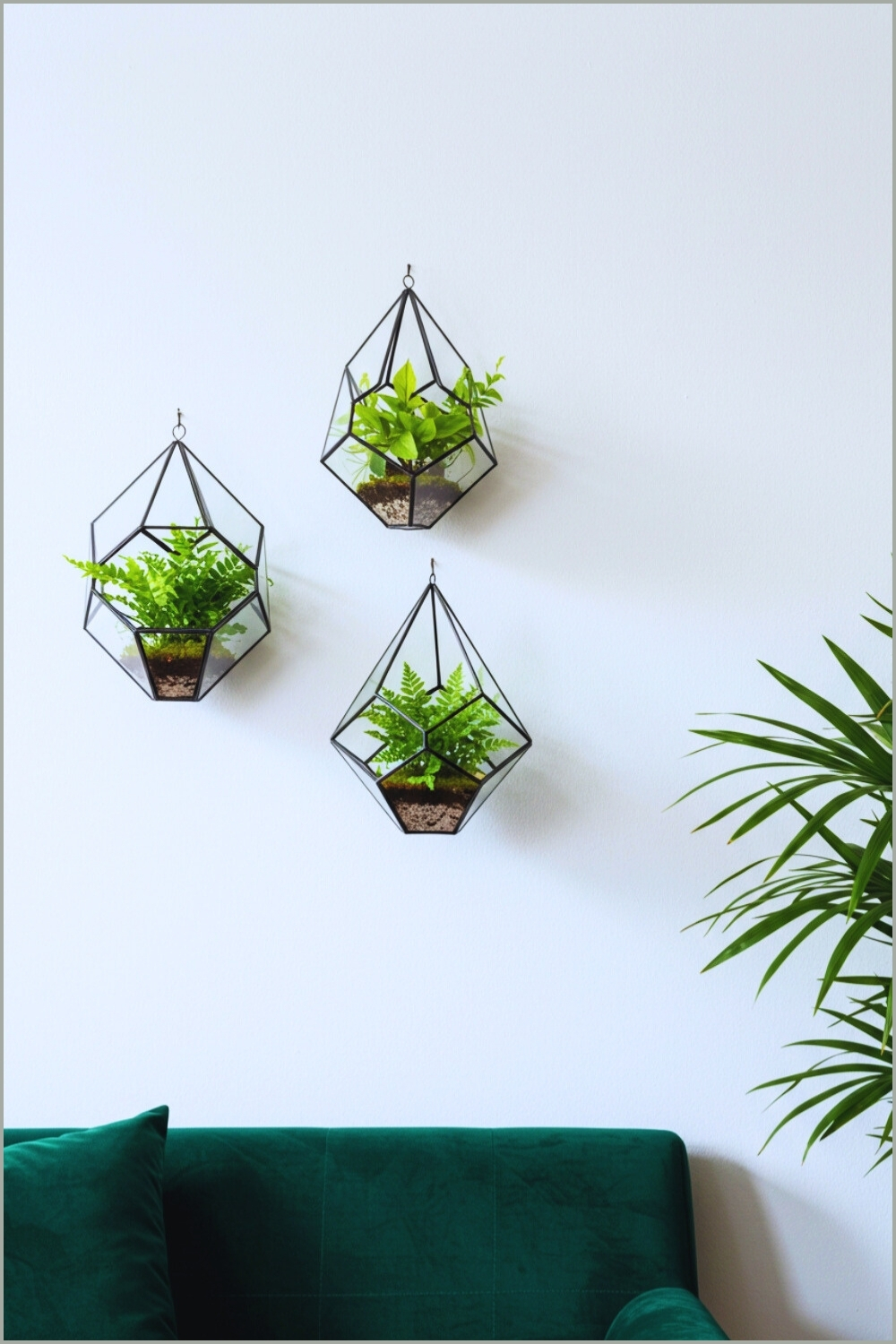 Modern Bohemian Living Room Glass Terrariums