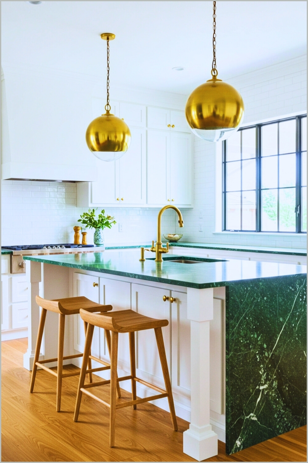 Modern Cabinets Green Marble Countertop