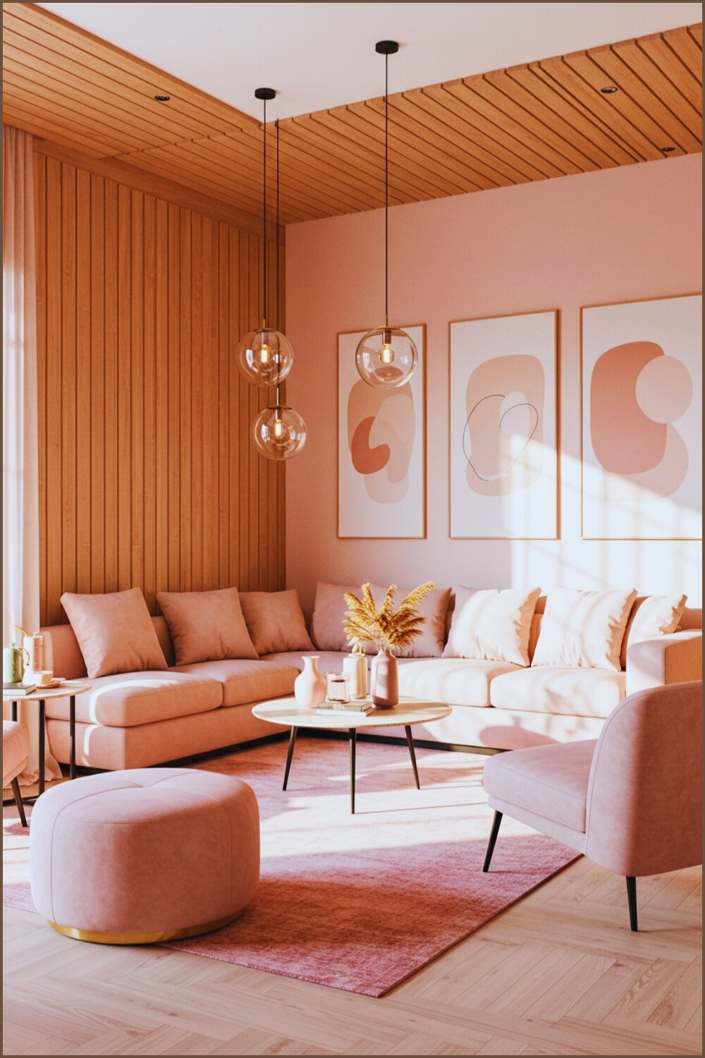 Modern Chic Pink Living Room Blush Walls