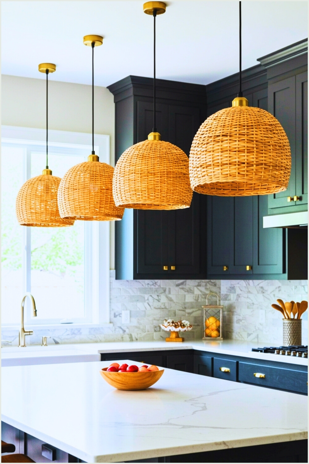 Modern Cozy Kitchen Woven Rattan Pendant Lights