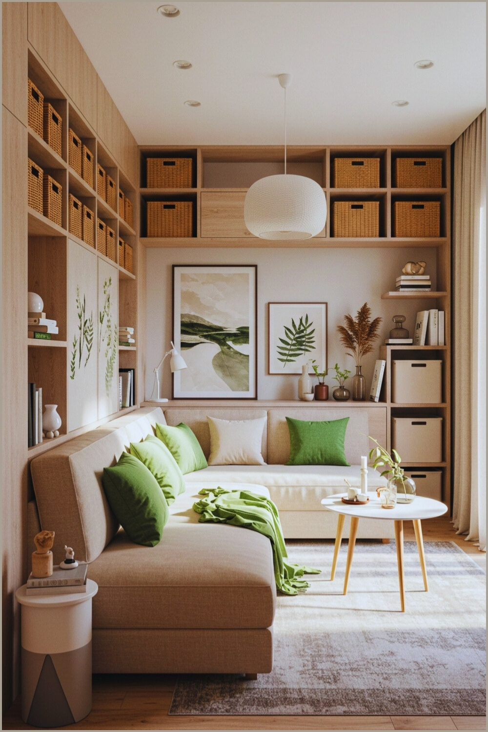 Modern Cozy Living Room Built-in Storage