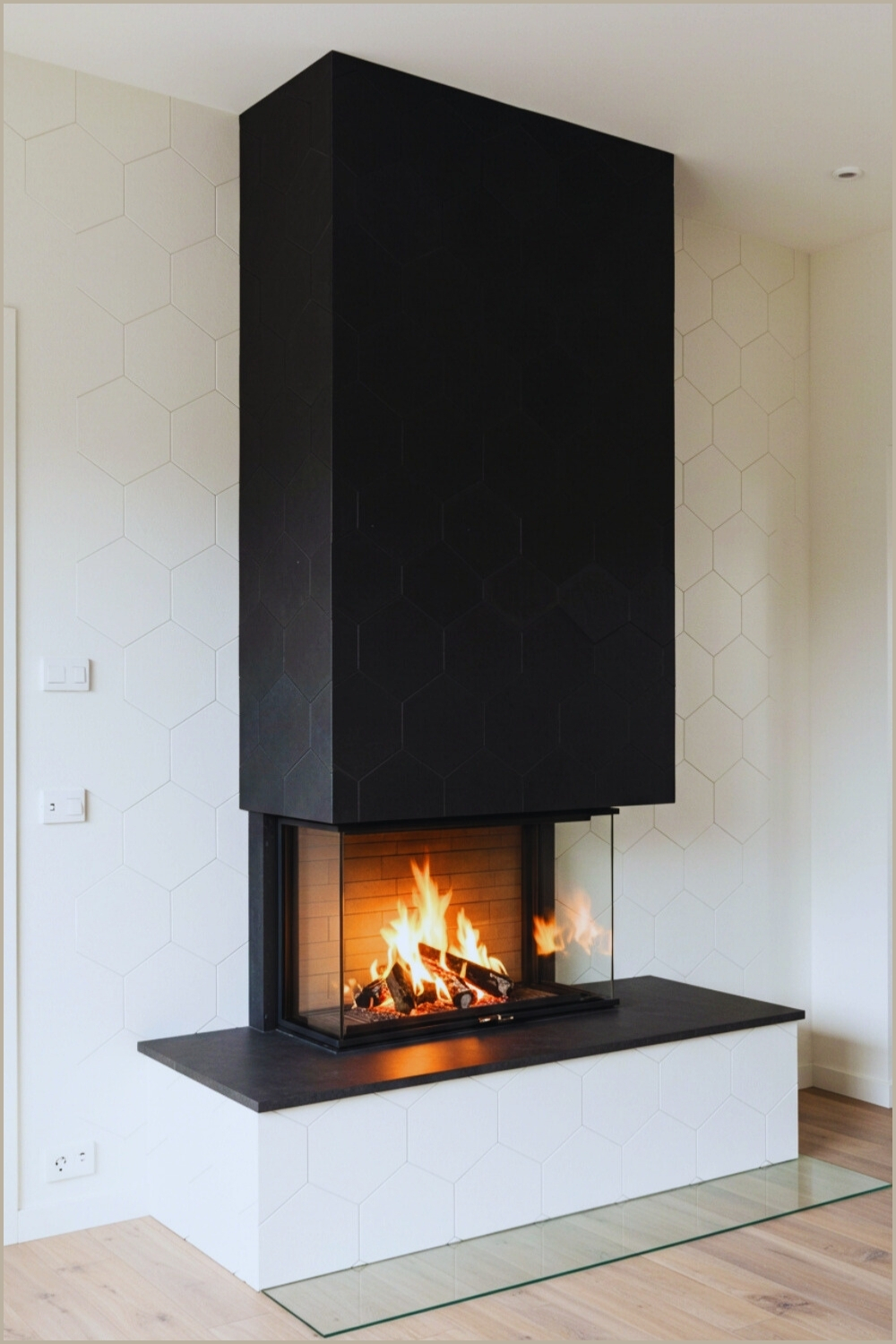 Modern Fireplace A Geometric Honeycomb-tiled Wall