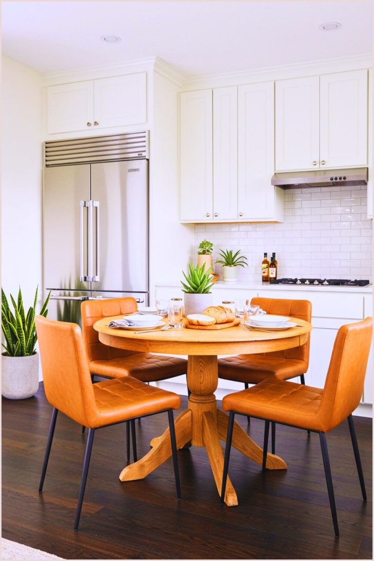 Modern Kitchen Nook Round Oak Café Table