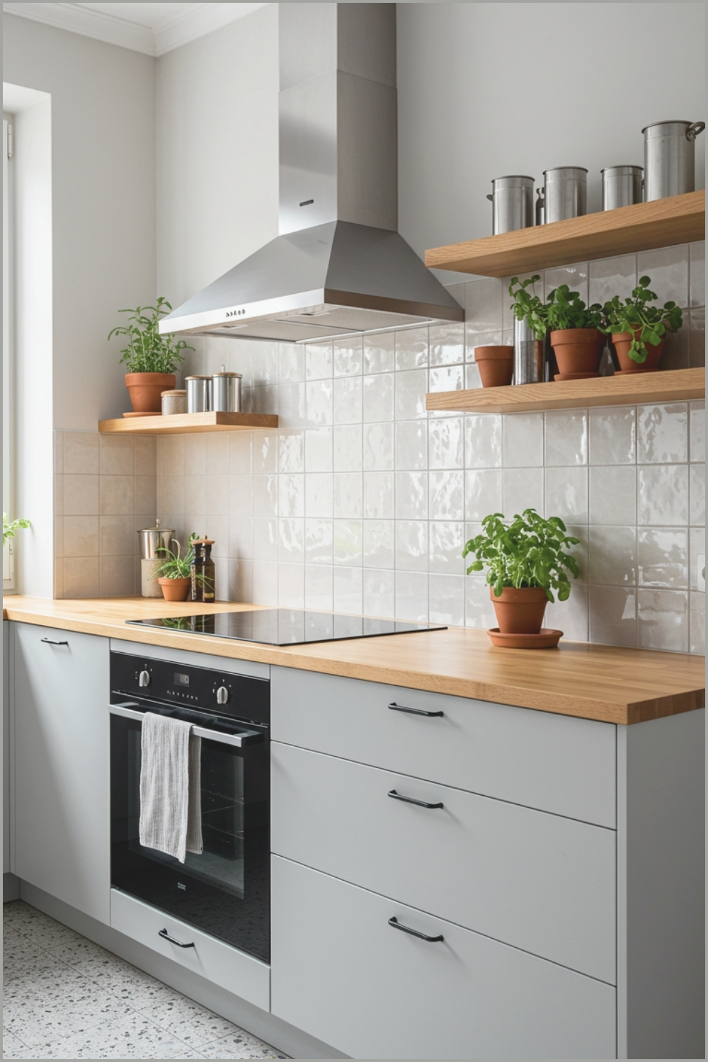 Modern Kitchen With Light Gray Flat Panel Cabinets