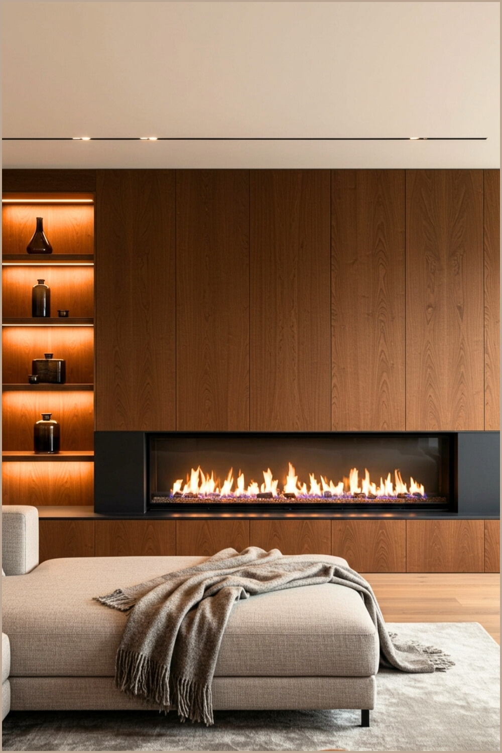 Modern Living Room A Sleek Linear Gas Fireplace