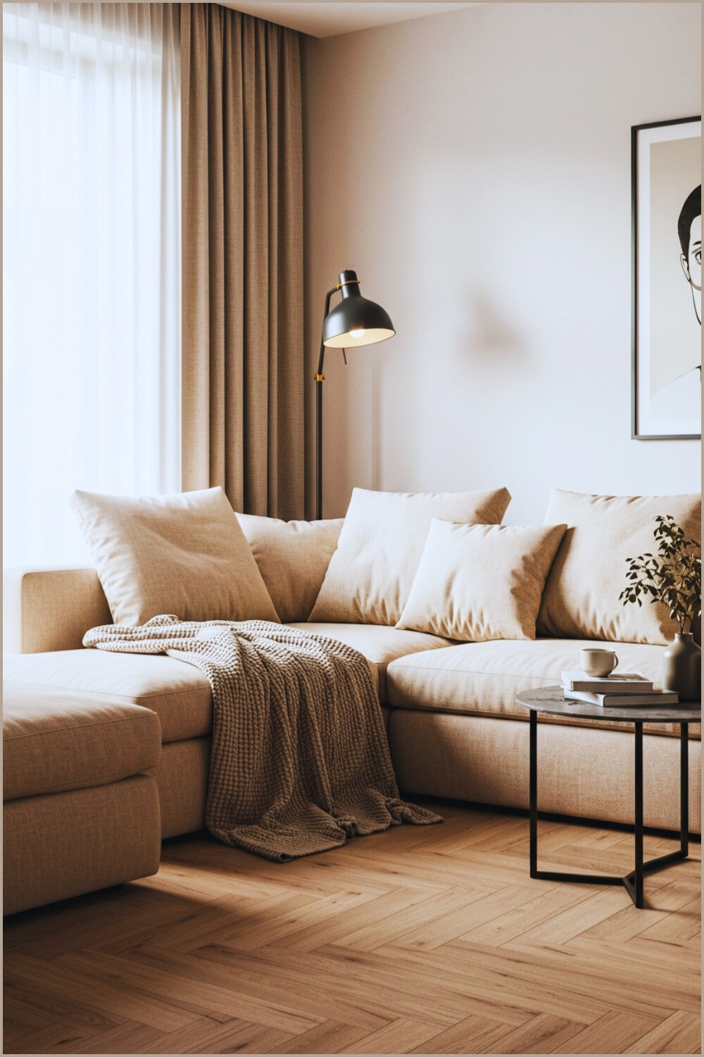 Modern Living Room Beige Sectional