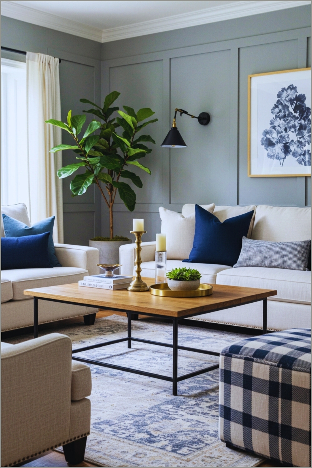 Modern Living Room Gray Walls And White Trim